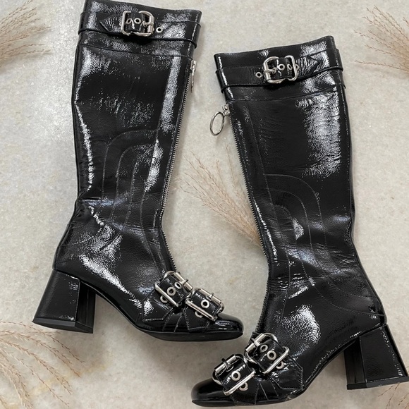 Jeffrey Campbell Shoes - Jeffrey Campbell Peggy Women Gloss Leather Black Riding Boots size 8l8